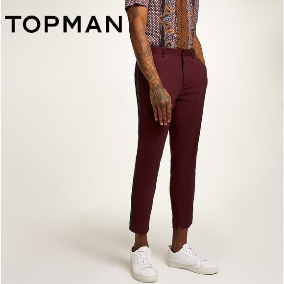 Topman Other - TOPMAN | Men Burgundy Stripped Tapered Pants